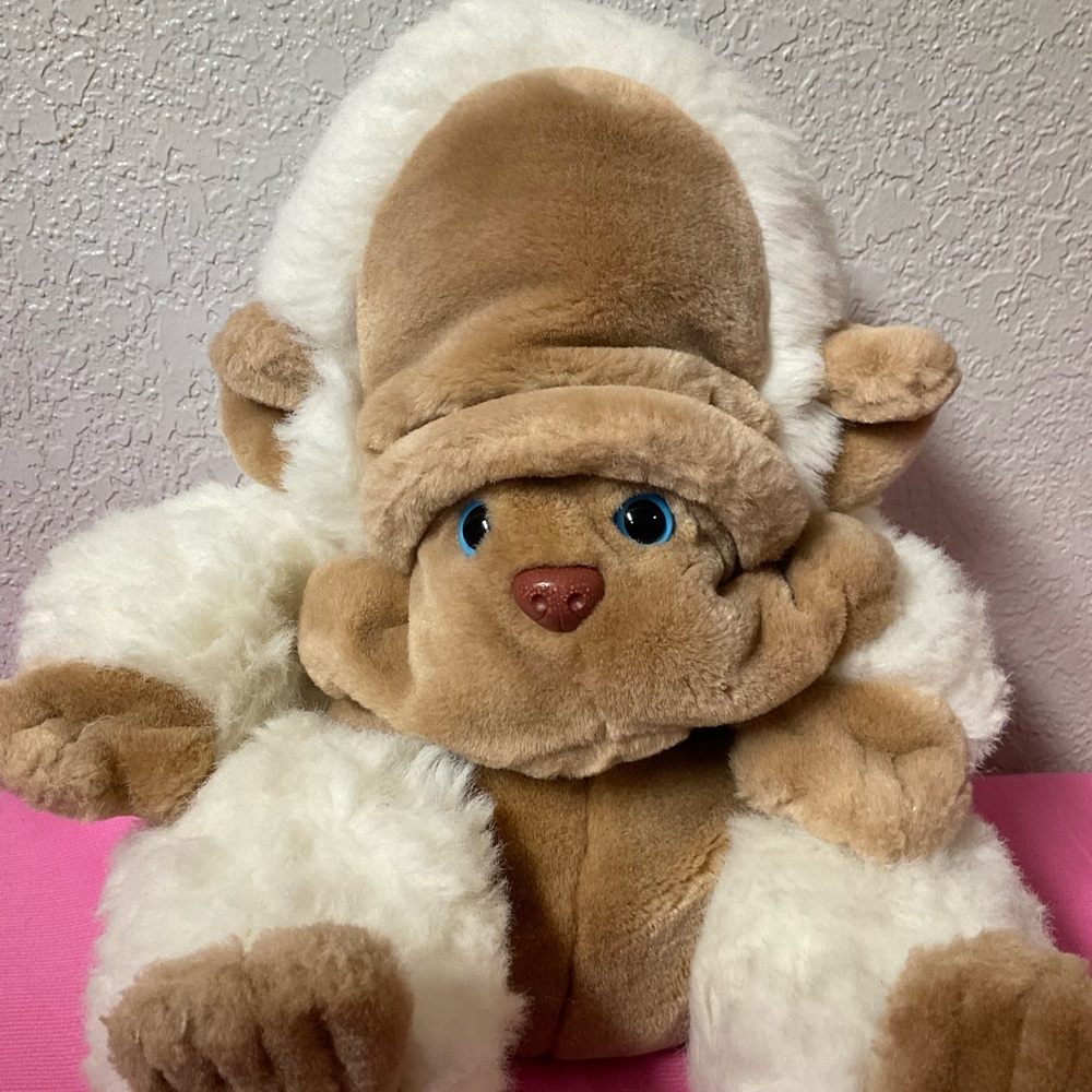 Vintage Brown & White Ape Monkey 1986 Stuffed Animal Plush Toys Plushies